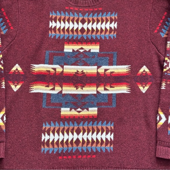 Pendleton Men's Chief Joseph Burgundy Southwestern LambswoolPullover Sweater XL - Picture 3 of 8